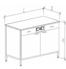 Стол-тумба с дверками с ящиками и розетками 1200 СТЛл-М с/я.р.