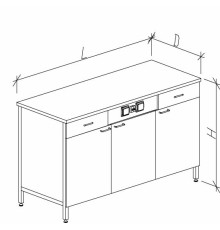 Стол-тумба с дверками с ящиками и розетками 1500 СТЛл-М с/я.р.