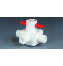 Кран трехходовой Bohlender O 4 мм, форма T, GL18, PTFE (Артикул E 688-18)