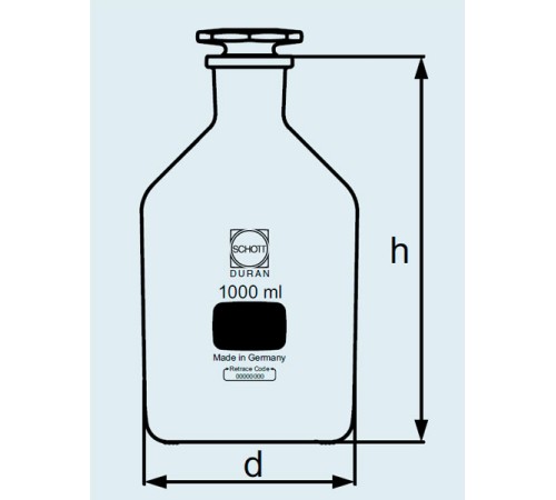 Бутыль DURAN Group 1000 мл, NS29/32 узкогорлая, с пробкой, коричневое стекло